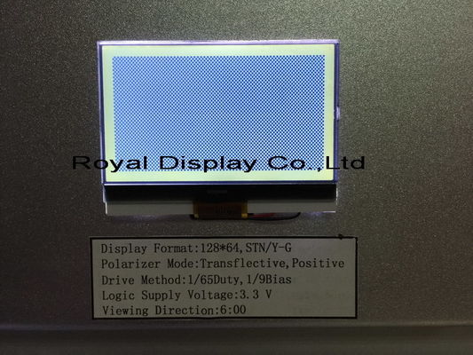 STN / أزرق / سلبي 128X64 القرار 45mA الخلفية أحادية اللون شاشة LCD للهاتف الأرضي