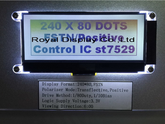 240X80 Dots Graphic Cog Stn FSTN LCD Display مع إضاءة خلفية LCD