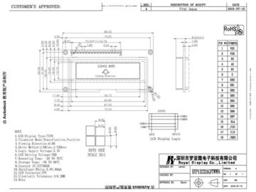 OEM ODM ST7565R Driver COG LCD MODULE مع PCBA RYP13232AGFTWWN