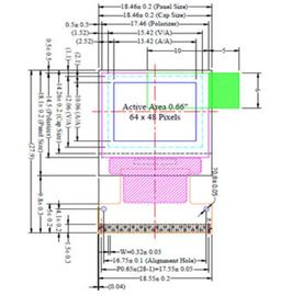 64 X 48 Pixels دقة عرض OLED وحدة عرض حجم / لون مختلف مقبول