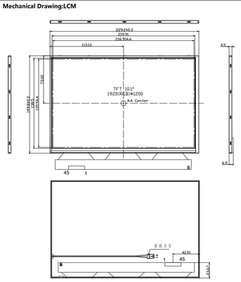 10.1 بوصة TFT LCD Module 1920*1200 RGB نسبة تباين عالية 1000nits العرض