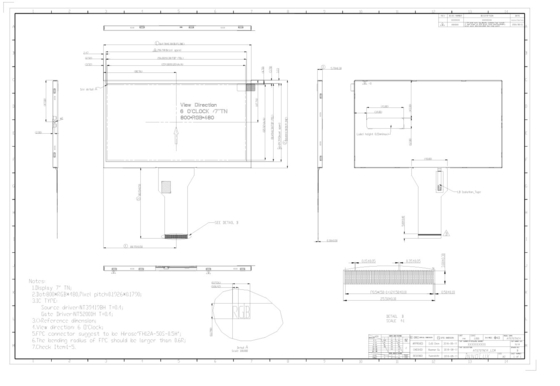7 بوصة INNOLUX TFT LCD Module 800*RGB*480 عرض واجهة رقمية