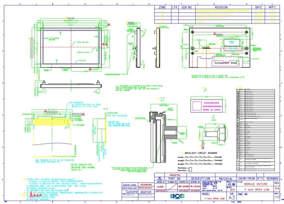 7 بوصة TFT LCD Module 800*480 RGB Boe AV070wvm-Nc1 لوحة عرض LCD