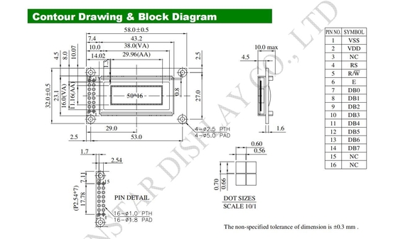 1.26'' Winstar وحدات OLED الرسومية أحادية اللون WEG005016A 50 * 16 نقطة
