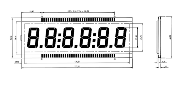 DE156-TU TN LCD Module -40 إلى +90 درجة استبدال أحجام كبيرة أحادية اللون