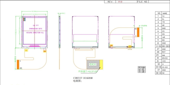 2.8'' IPS TFT LCD Module 240 * 320 RGB عرض حر مع شاشة ST7789V