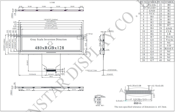 5.2' 480*RGB*128 TFT LCD Module Winstar WF52ATLASDNN0 استبدال الساعة 6