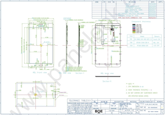 7'' TFT LCD Module 1280*800 RGB BOE TV070WXM-TS0 MIPI 39 دبوسًا درجة حرارة FPC واسعة