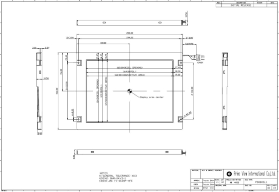 شاشة LCD TFT 8' PD080SL1 PVI 800 * 600 RGB CCFL العرض الصناعي لمسة درجة حرارة واسعة