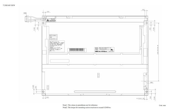 12.1'' TFT LCD Module 1024*768 RGB NEC 600:1 واجهة LVDS العرض الصناعي