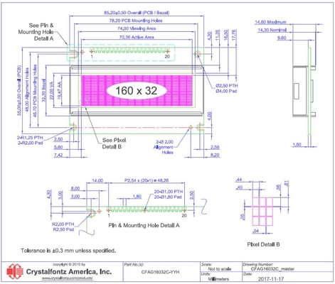 160 * 32 وحدة LCD الرسومية أصفر أخضر CFAG16032C-YYH-TT مع ST7920 درجة حرارة واسعة