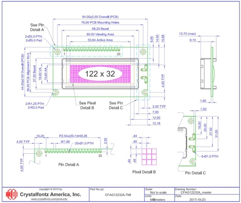 122*32 وحدة LCD الرسومية CFAG12232A-TMI-TA STN شاشة عرض 6H ذات درجة حرارة واسعة