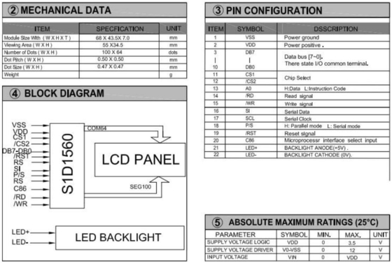 100 * 64 وحدات شاشة LCD الرسومية STN 6H مع SED1560 درجة حرارة واسعة الشاشة الصفراء الخضراء قابلة للتخصيص