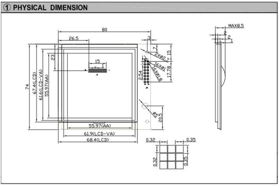 160 * 160 مربع الرسومات FSTN وحدة LCD RA8822 مع الضوء الخلفي عرض الحرارة الصناعية واسعة