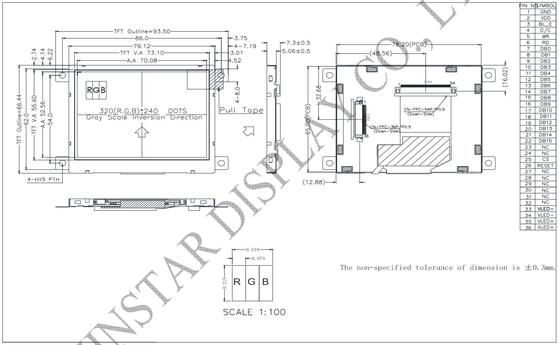 3.5'' 320*RGB*240 SSD1963 وحدة TFT LCD ذات درجة حرارة عريضة