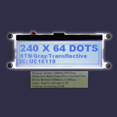 حجم مخصص 240X64 STN متوازي FFC UC1611s وحدة تحكم جرافيك LCD وحدة Serial Cog أحادية اللون