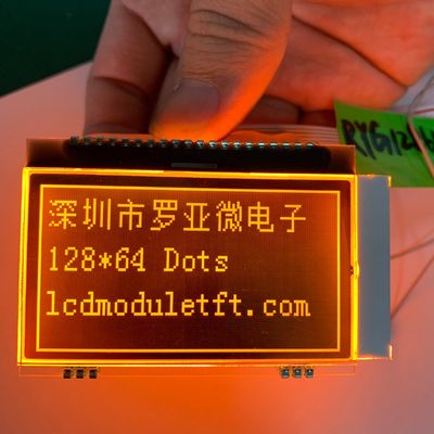 الأكثر مبيعًا 128X64 نقطة St7565p برتقالي Blacklight Transmissive LCD وحدة عرض FSTN FPC لحام