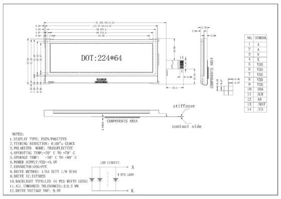 تخصيص 224X64dots الجرافيك الترس LED الخلفية للهاتف المحمول شاشة LCD الصناعية Gade صغيرة الحجم