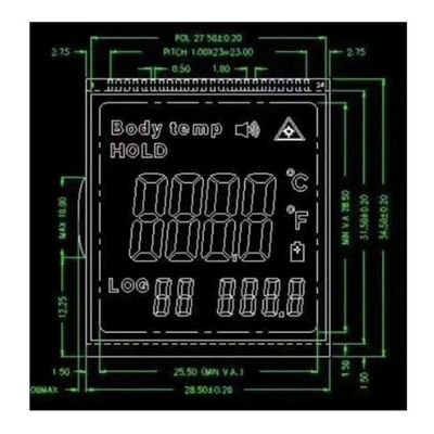 وحدة FPC FSTN Tn إيجابية COG LCD 3 فولت RYD2119TM-01 لميزان الحرارة بالأشعة تحت الحمراء