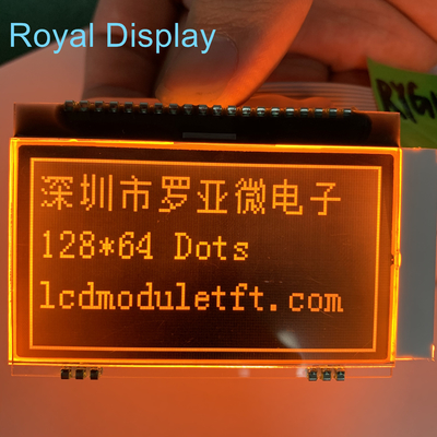 128 * 64 FSTN شاشة عرض LCD سلبية مع شاشة LCD ذات إضاءة خلفية برتقالية