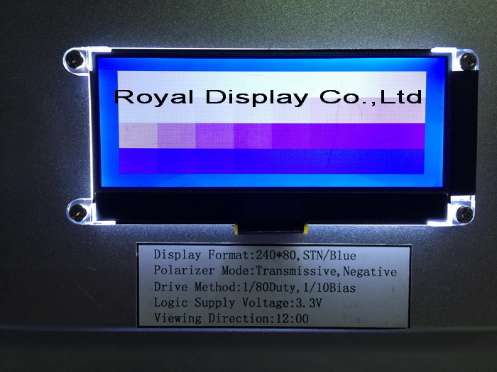 240*80 FSTN الرسومات 6H ST75256 شاشة التصنيع ذات درجة حرارة فائقة واسعة مع وحدة LCD PCB