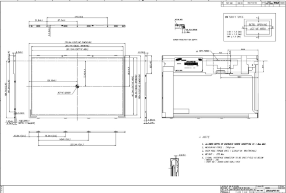 12.1'' صناعية TFT LCD 1280 * 800 RGB شاشة شاشة سامسونج LTN121AP05-302 عالية التباين