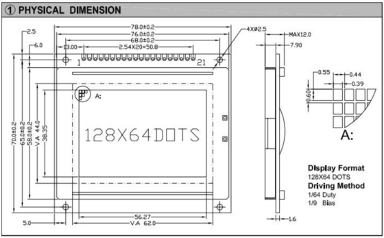 128 * 64 وحدة LCD الرسومية STN T6963C مع الضوء الخلفي الشاشة الصناعية أحادية اللون قابلة للتخصيص