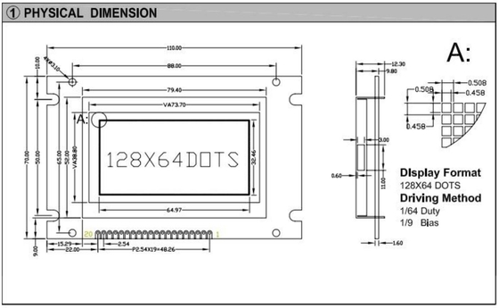 حجم كبير 128 * 64 لوحة LCD الرسومية وحدة 20 دبوس أحمر أحمر مع الجهاز المحرك الالكتروني الضوء الخلفي العرض الصناعي تخصيص