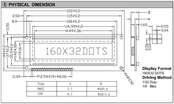 160*32 وحدات LCD الرسومية FSTN حجم كبير ST7920/ST7921 عرض صناعي ذات درجة حرارة واسعة قابلة للتخصيص