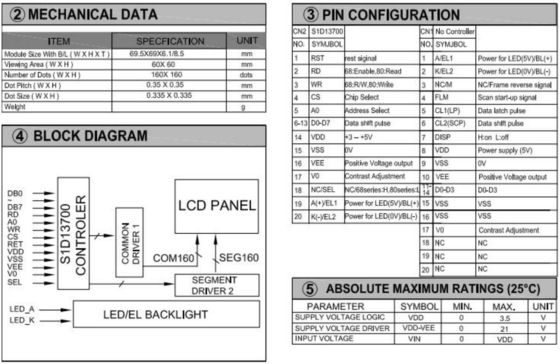 160*160 وحدة LCD الرسومية FSTN 6H عرض صناعي مربع 60*60 ملم مع إضاءة خلفية