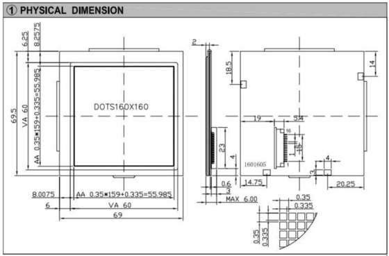 160*160 وحدة LCD الرسومية FSTN 6H 12H NT7701 مع الضوء الخلفي الحرارة العريضة رابط PIN العرض الصناعي تخصيص