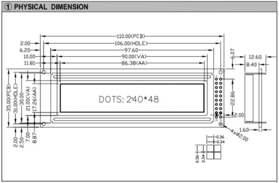 240 * 48 وحدات STN LCD الرسومية مع ضوء خلفي للوحات الورقية TS107/TS108 العرض الصناعي