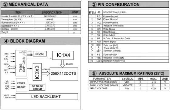 256*112 وحدات LCD الرسومية 12H STN الشاشة الصناعية ذات درجة حرارة كبيرة