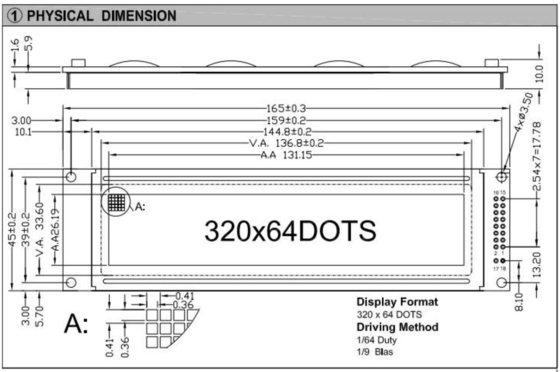 320*64 ستان غرافيك LCD Module حجم كبير LC7981 العرض الصناعي مع الضوء الخلفي