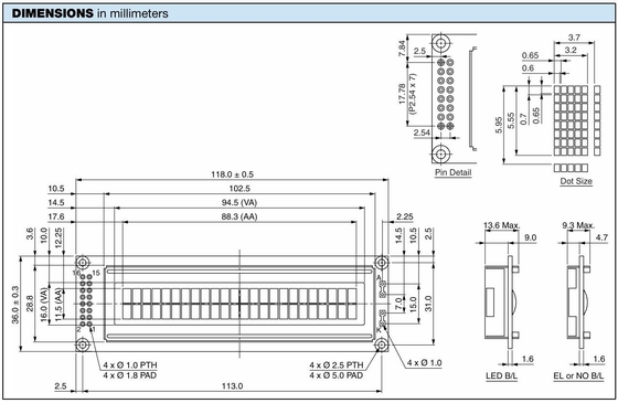 24*2 حرف LCD Module STN رمادي أصفر أزرق أخضر عرض صناعي لدرجة حرارة واسعة