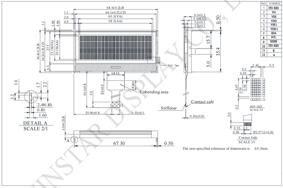20 * 4 FSTN وحدات LCD أحادية اللون I2C ذات درجة حرارة واسعة استبدال Winstar