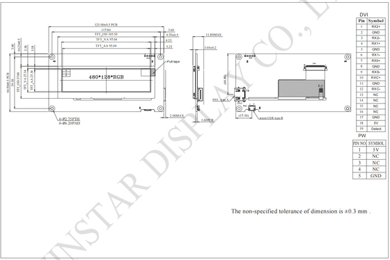 3.9' 480*RGB*128 HDMI درجة حرارة واسعة TFT Winstar استبدال تخصيص وحدة LCD