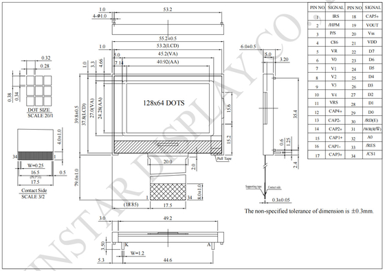 128 * 64 الرسومات أحادية اللون الحرارة العريضة ST7567P قابلة للتخصيص Winstar استبدال وحدة LCD