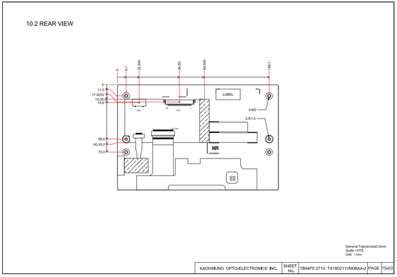 TX18D211VM0BAA TFT LCD Module 7.0 بوصة 800*480 شاشة لوحة LCD