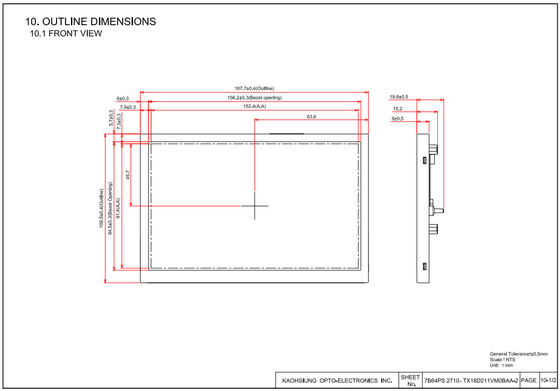 7' WVGA Ltps 800*480 IPS TFT وحدة LCD ذات درجة حرارة واسعة